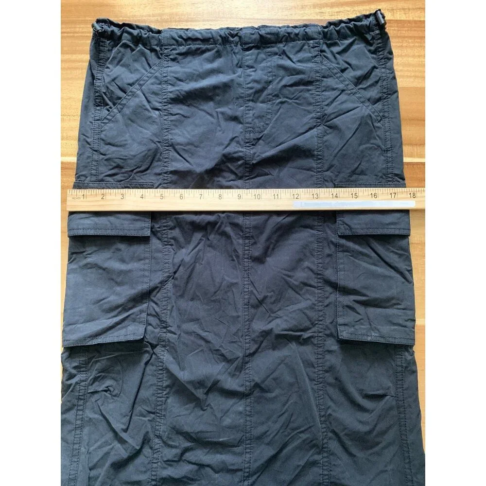 Wild Fable Black Cargo Maxi Skirt Adjustable Drawstring Hem Multiple Pockets XXS - Picture 8 of 13